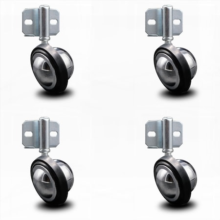 Service Caster 3 Inch Bright Chrome Soft Tread Ball Caster - Side Mount Bracket, 4PK SCC-GR01S30-DCR-BC-71678-4-CB180-4